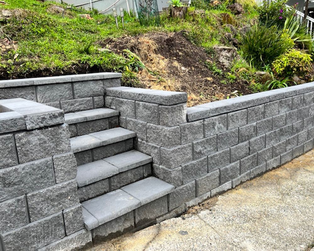 Completed retaining wall in Belgrave