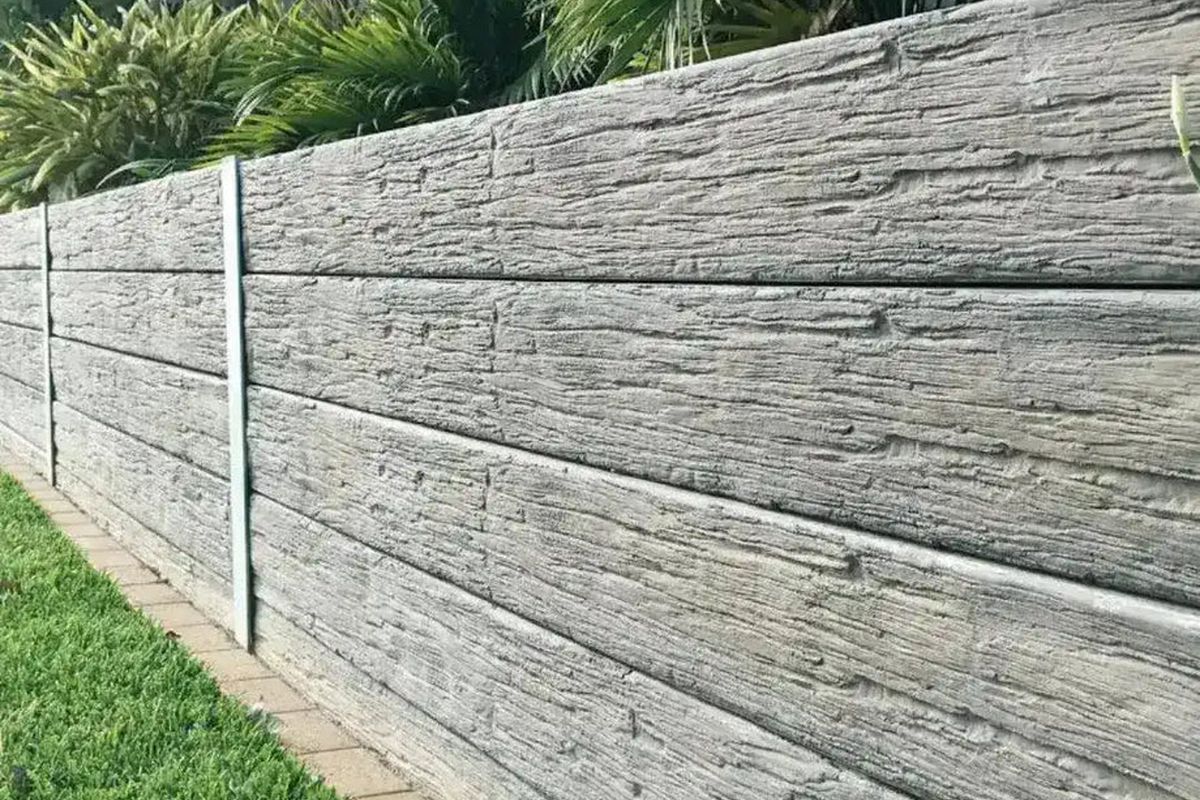 Concrete retaining wall, close-up texture detail
