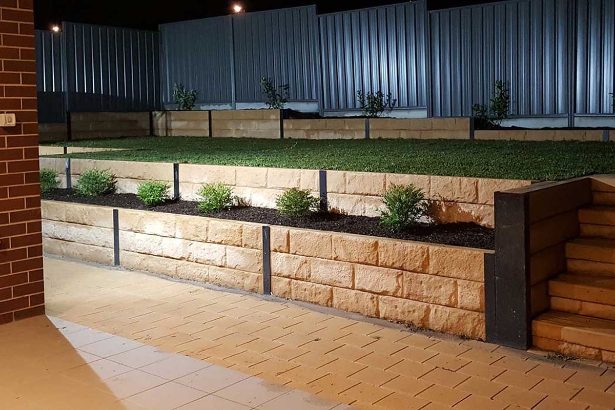 Concrete sleeper retaining wall on a Melbourne property
