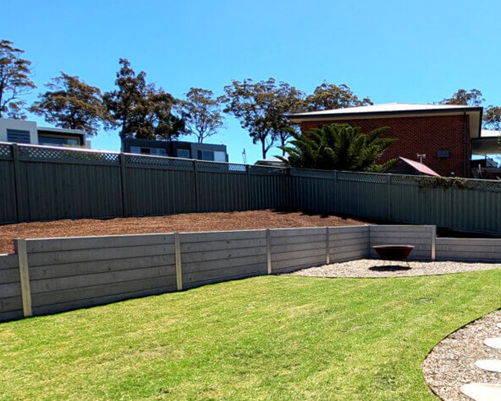 Completed retaining wall in Upper Ferntree Gully